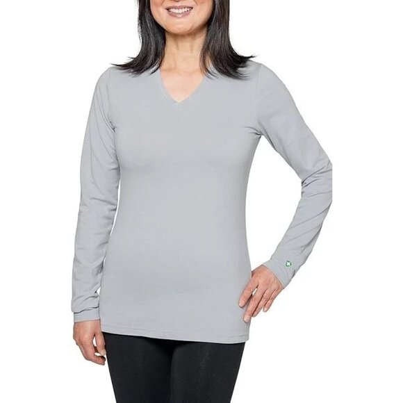 NEW Insect Shield Women's XL Grey Long Sleeve V-Neck Shirt Dri-Balance UPF 30+ - Picture 1 of 10